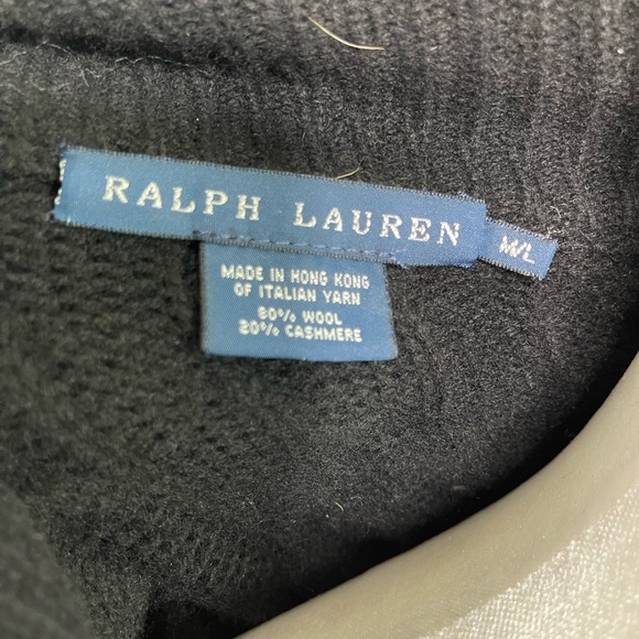 Vintage Ralph Lauren Blue cashmere Wool Cable Knit Cardigan Classic Preppy M L - Picture 7 of 10